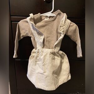 H&M Organic Cotton Baby Girl Pinafore Dress & Shirt Set
